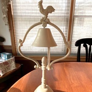 Vintage Wrouth Iron White Rooster Bell